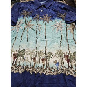 Croft & Barrow All Over Print Hawaiian Shirt Men's Size XL Tropical Drinks